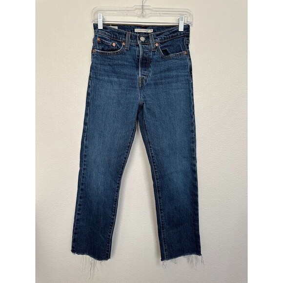 Levi's Wedgie Straight Button Fly Medium Wash Blue Jeans High Rise Women's 25 - Picture 1 of 10